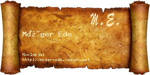 Móger Ede névjegykártya